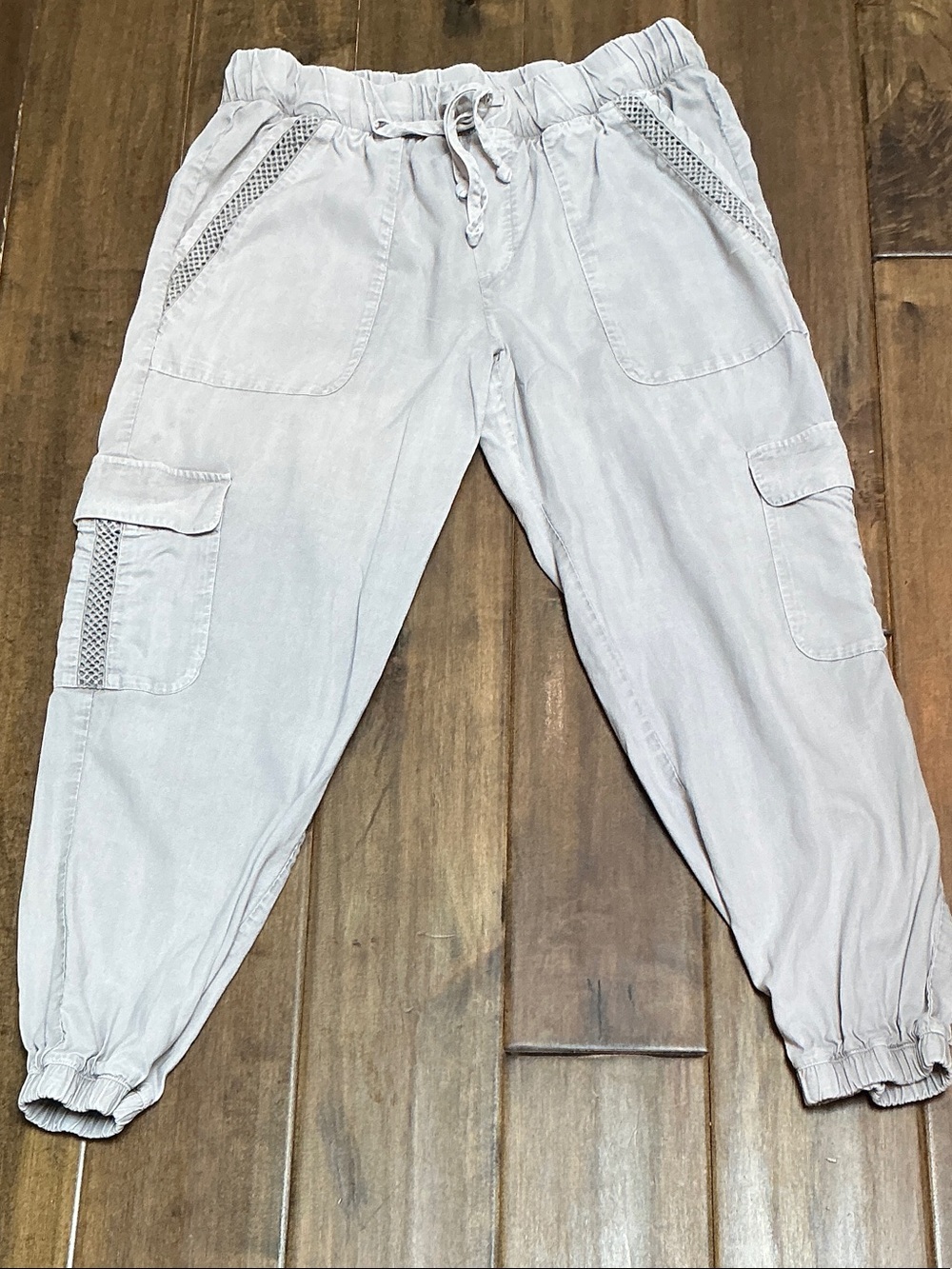 cloth & stone Light Gray Cargo Joggers with Mesh Trim